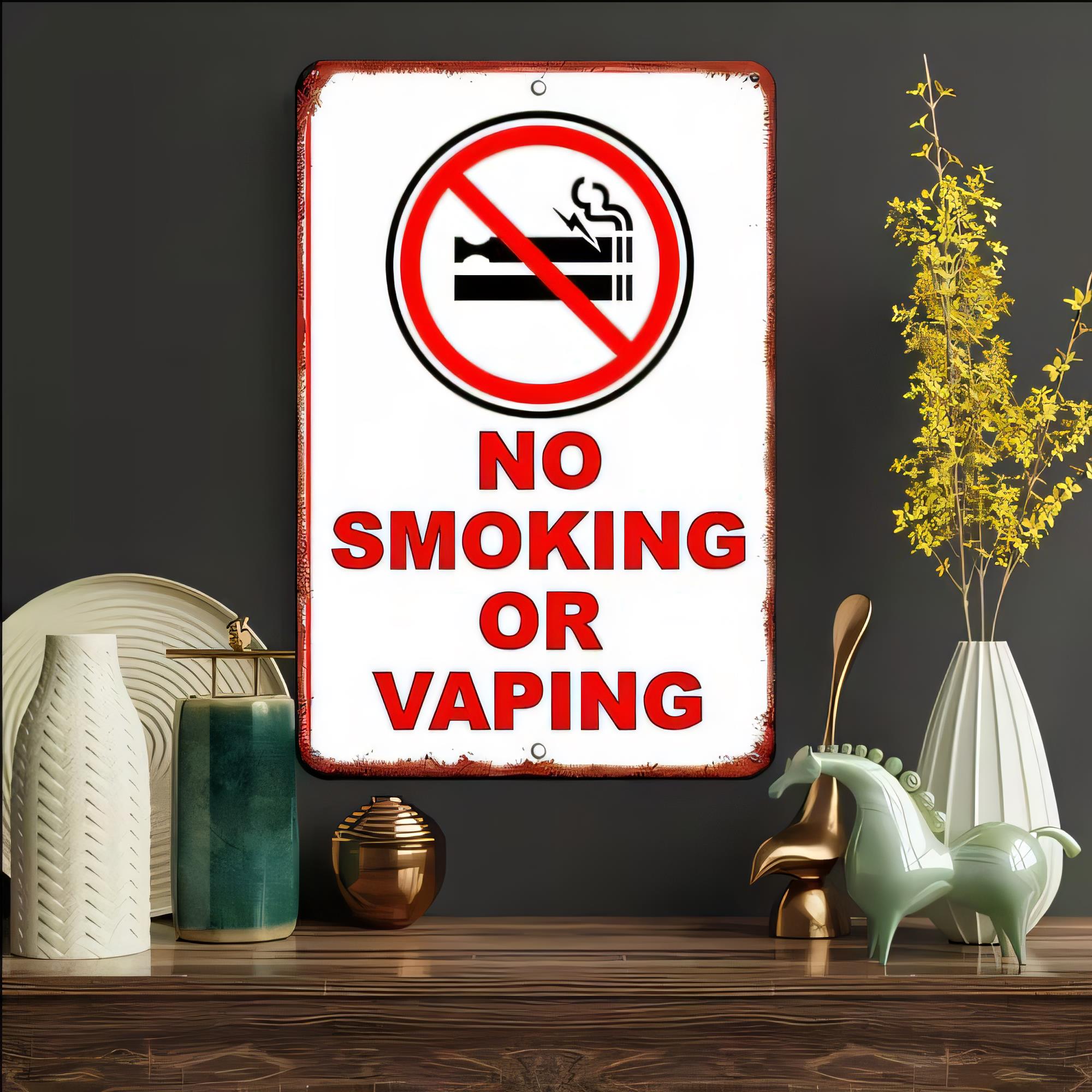Tin Sign No Smoking Or Vaping  - Vaping Area review and price